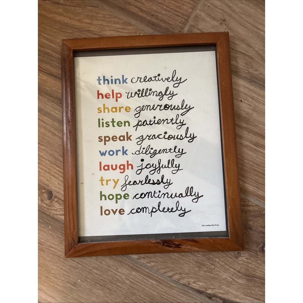 Simple Virtues Print (white) by Erin Jang Wood Frame 12"x9.5"